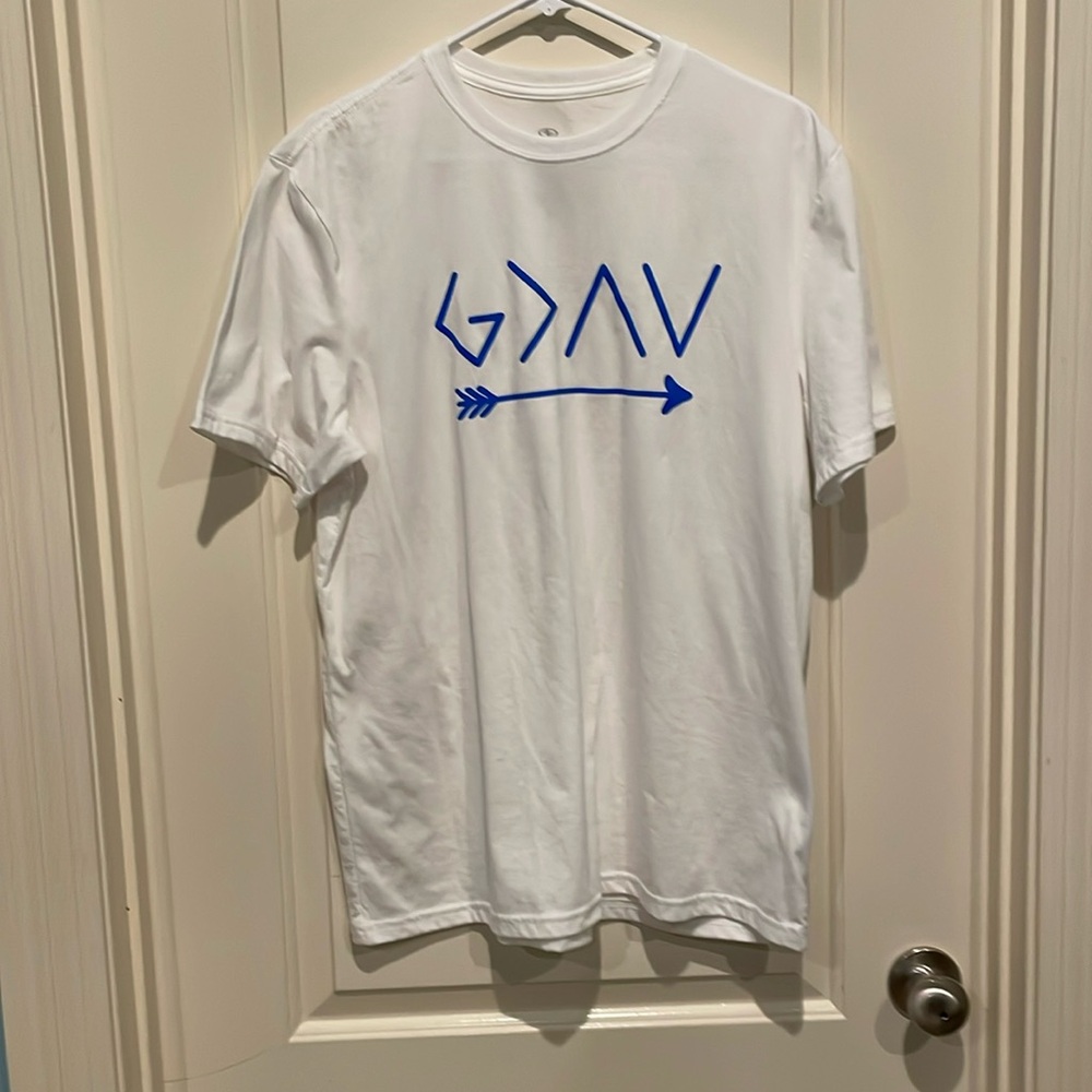 Custom T-Shirt, size Large, White, Religious Themed